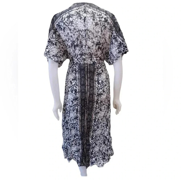 Free People Print Sheer Chiffon Cold Shoulder  MIDI Dress Size Small - Picture 2 of 10